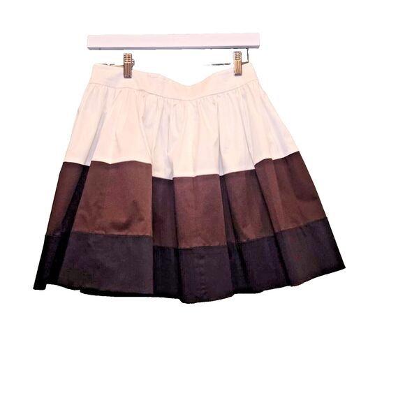 Kate Spade Women’s Pleated Midi Skirt Brown Black Size 6 Side Zip Classic NWT - Picture 4 of 16